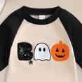 thumbnail image 5 of qiiinnHk Baby Boy Girl First Halloween Outfit Pumpkin Ghost Embroidery Romper Long Sleeve Bodysuit Jumpsuit 3-6 Months,Grey, 5 of 6