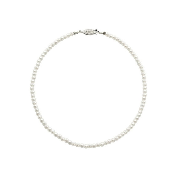 #9585-14 - 4mm Simulated White Pearl Necklace - 14"