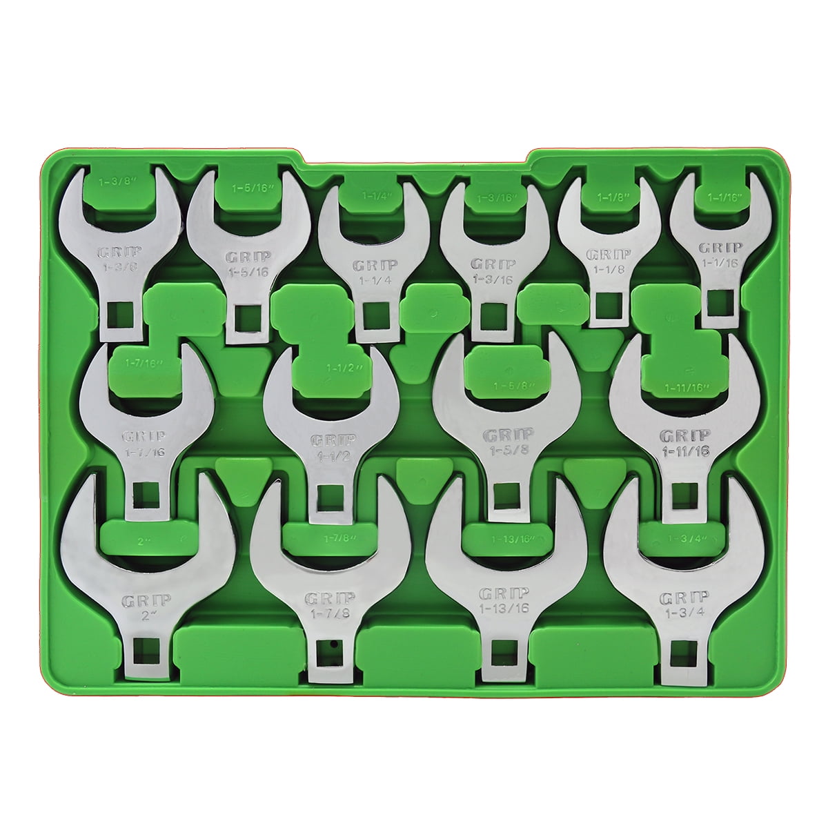 GRIP Jumbo Crowfoot Wrench Set, 1-1/16” to 2”, drop forged, heat treated 14 Pieces Pack