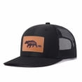 thumbnail image 2 of Papa Bear Leather Patch Embroidered Color Block Trucker Hat Unisex Adjustable Cotton Breathable Fashion Cap for Travel Daily Wear, 2 of 11