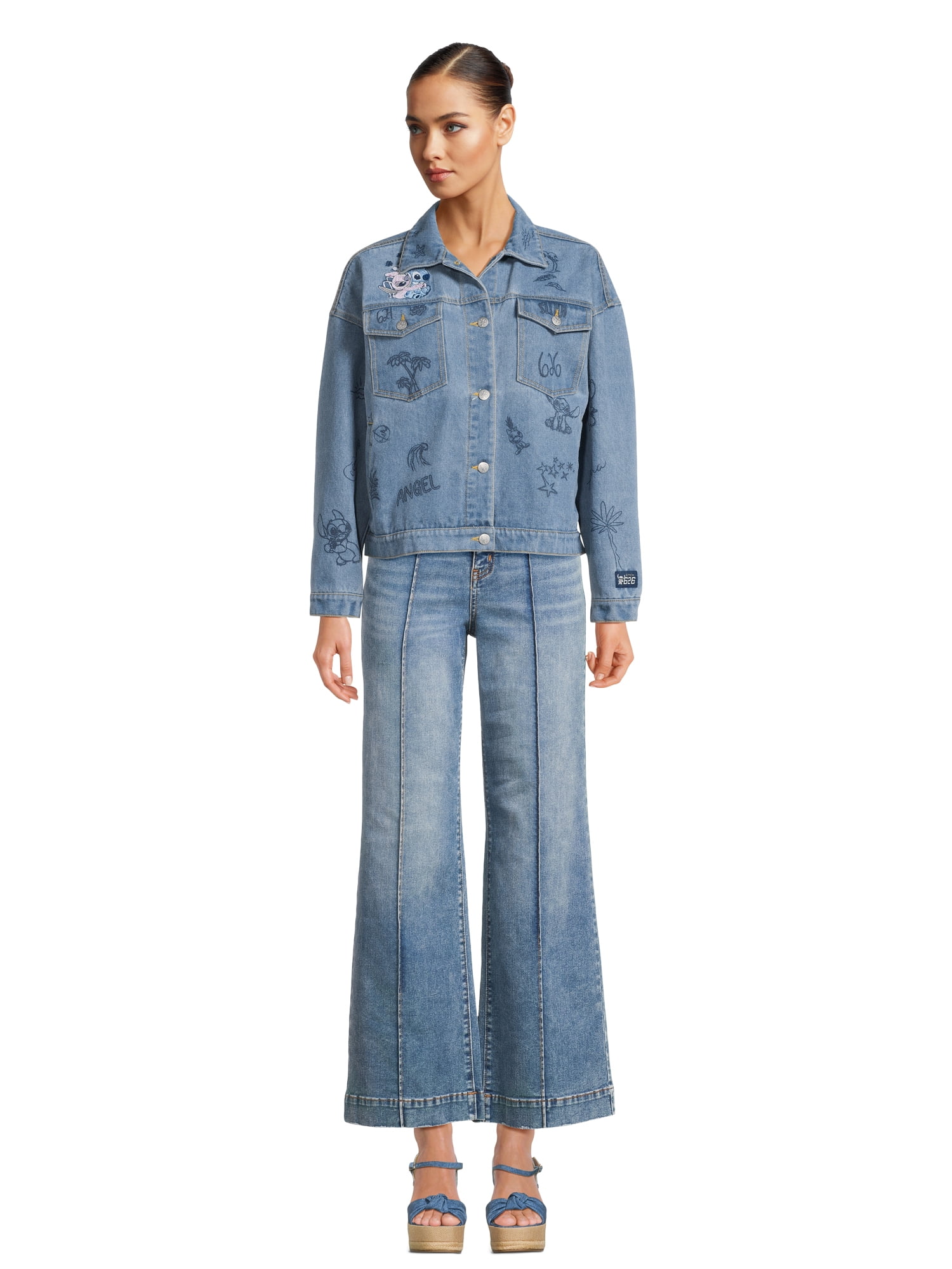 JEEP★LADY'S_Stitch Denim Jacket Disney Stitch Women's Denim Jacket with Embroidery