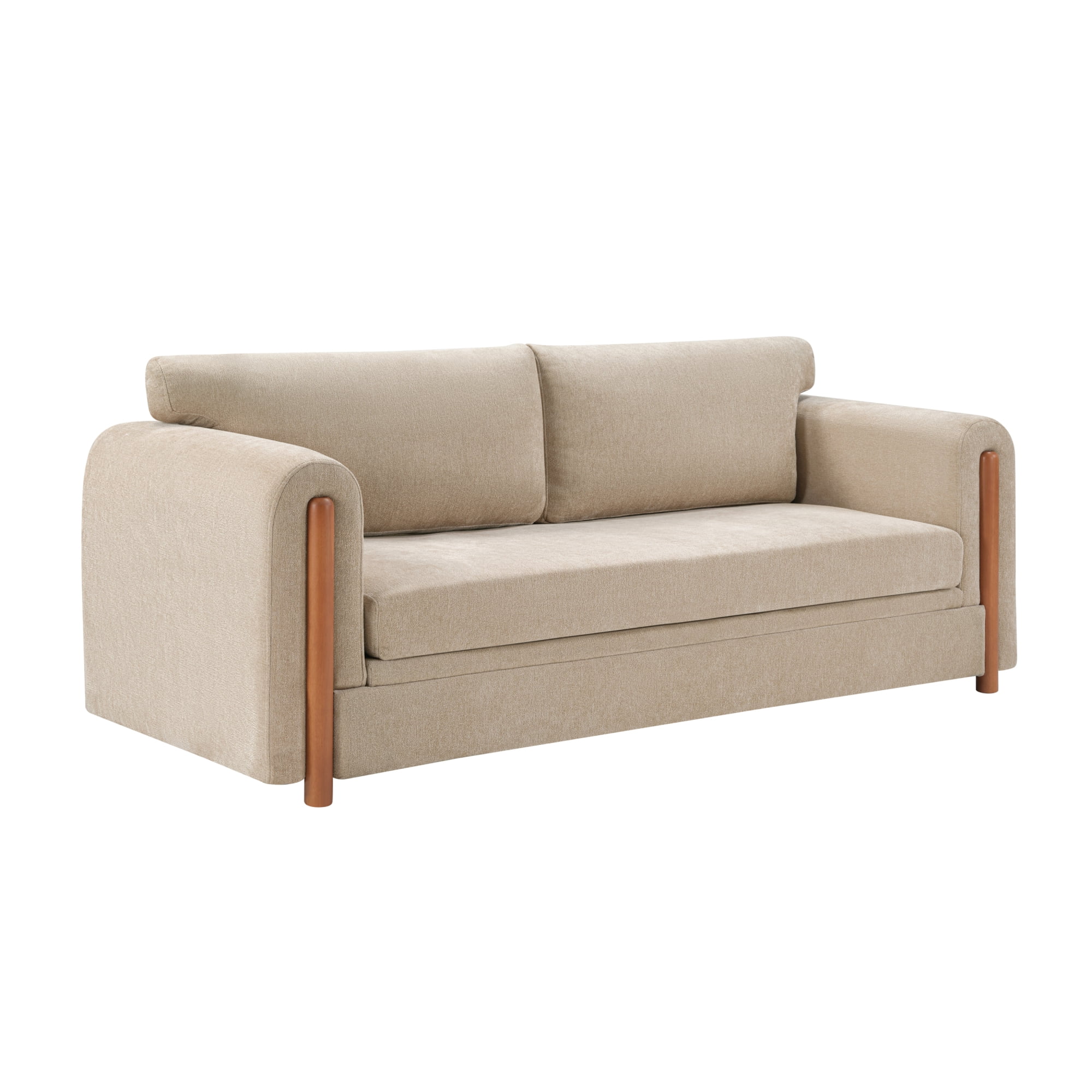 Leumius 79.1" 3-Seater Upholstered Couch, Accent Sofa with Square Arms for Living Room, Apartment and Small Space, Oatmeal