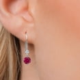 thumbnail image 3 of Gem Stone King 14K White Gold Red Created Ruby and Lab Grown Diamond Earrings for Women | 1.33 Cttw | Gemstone July Birthstone | Round 5MM, 3 of 6