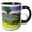 Black/White, variant on 3drose, Usa, Washington, Sequim, Lavender Field in Full Boom., 11oz Two-tone Yellow Mug