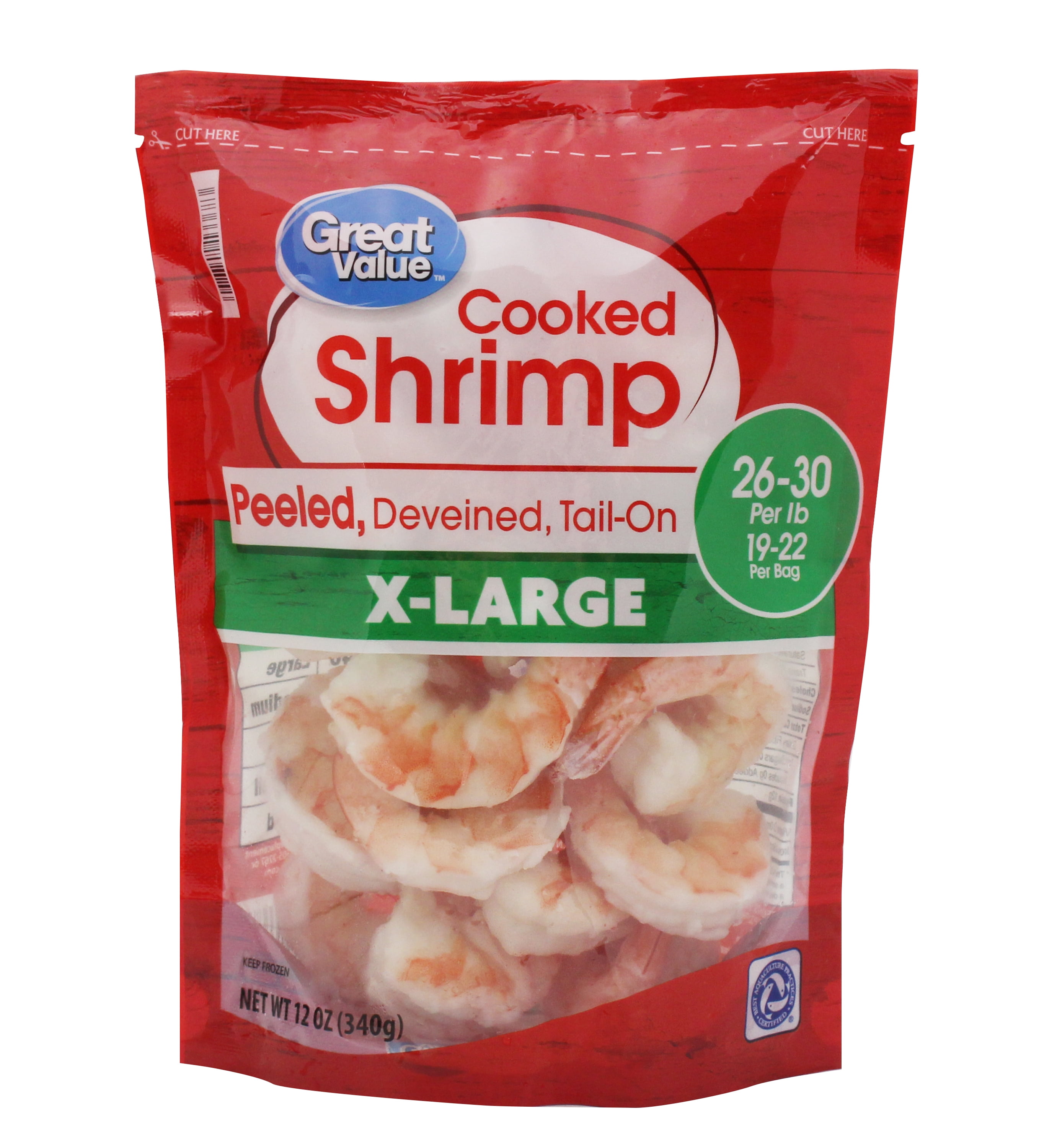 Frozen Cooked Extra Large Peeled, Deveined, TailOn Shrimp, 12 oz