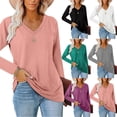 thumbnail image 3 of Haute Edition Casual Tunic Length V-Neck Long Sleeve Top T-Shirt, 3 of 3