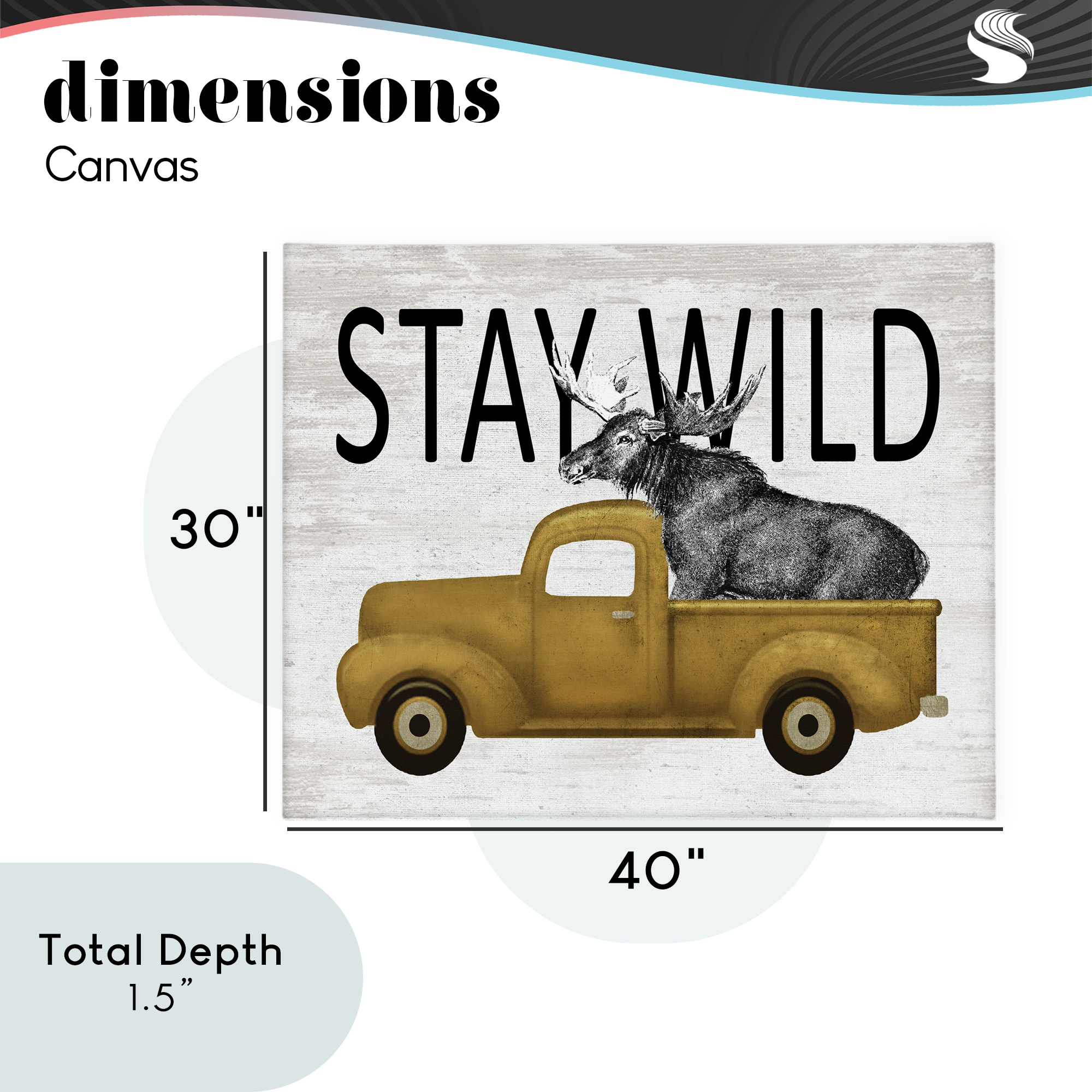 Stay Wild Moose Truck Canvas Wall Art, design by Lettered and Lined