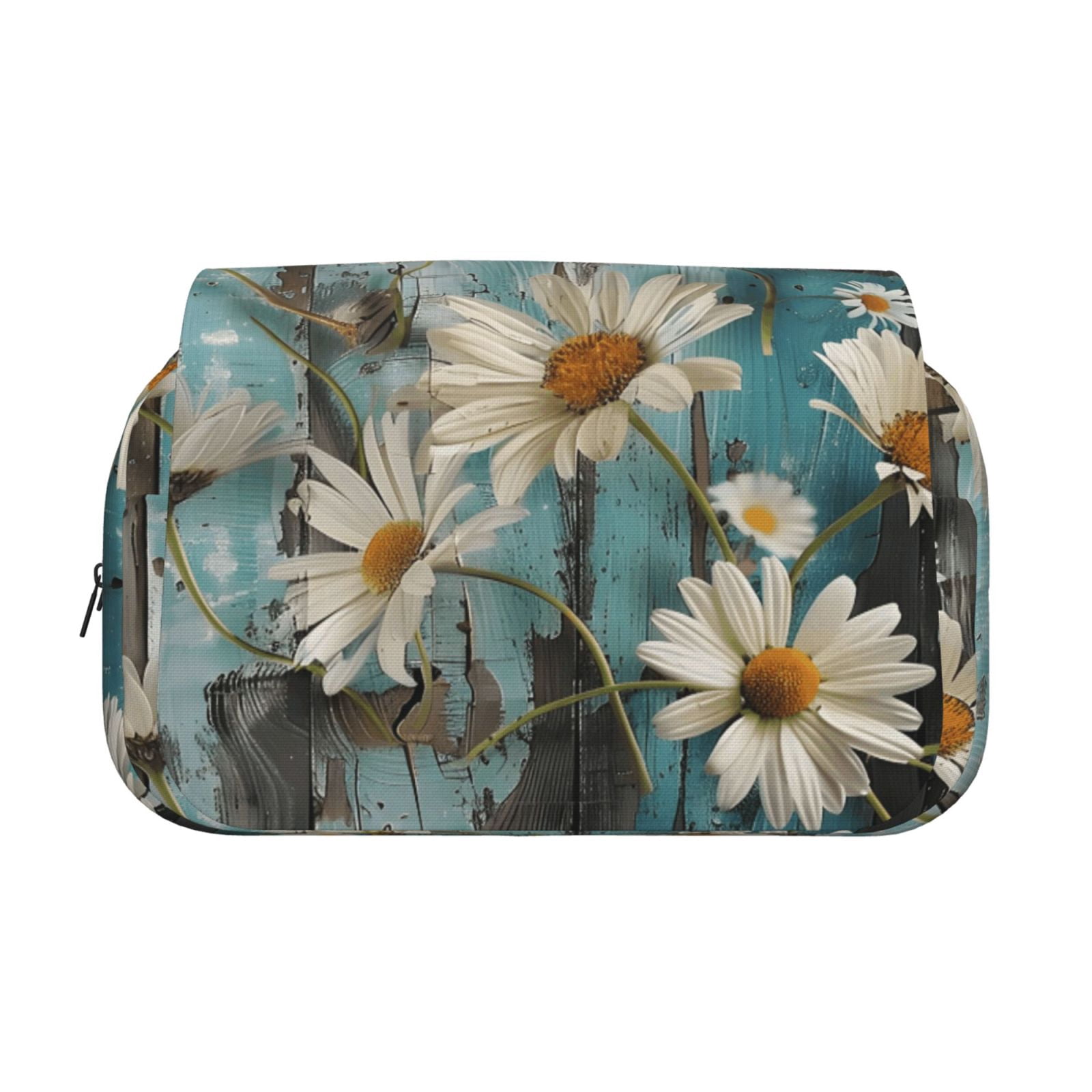 Large-Capacity Flip-Top Double-Layer Pencil Case, Multi-Functional Pocket Pen Case, Durable Stationery Organizer Turquoise Wood Farmhouse Sunflowers (12)