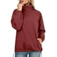 thumbnail image 1 of Imperméable Léger à Capuche pour Femmes Coupe-Vent Veste Décontractée Poche Zippée Solide Anorak à Cordon, 1 of 2