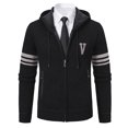 thumbnail image 5 of WTOBBY Men's Solid Color Knit Cardigan Jacket, Plush Fleece Lined Hooded Sweater, Warm Thickened Casual Zip Up Outerwear for Fall Winter Seasons,Black L, 5 of 5