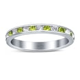 thumbnail image 2 of Full Eternity Stackable Band Ring Peridot & CZ 925 Sterling Silver Size 4, 2 of 5