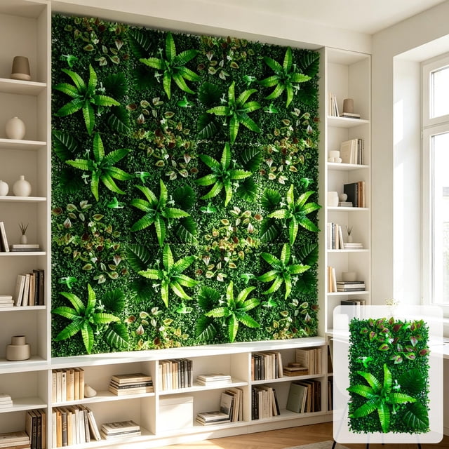 Artificial Hedge Fence, Expandable Faux Leaf Screen Panel Decorative Wall, Plastic Privacy Hedge Panel for Balcony Garden Fence Outdoor