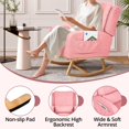 thumbnail image 5 of Modern Rocking Chair, Rocking Chair Nursery with 1 Lumbar Pillow and 2 Side Pockets, Soft Padded Nursery Rocking Chairs for Indoor Living Room Bedroom, Pink, 5 of 9