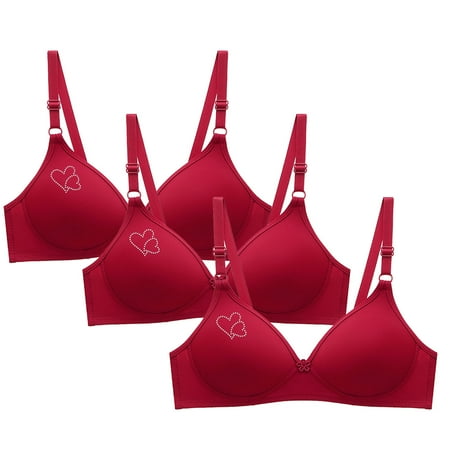 Brondbend Racerback Bras for Women 3pcs No Underwire Full Coverage Minimizer Adjustable Straps Smooth Lift Deep Cup Padded Everyday Bra Comfy Underoutfit Bra for Casual Up to 50% off Red S