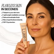 Luxe Changing Foundation for Medium Skin Tone with Essential Brush Set – Smooth, Buildable Coverage – Includes Professional Makeup Brush for Flawless Application