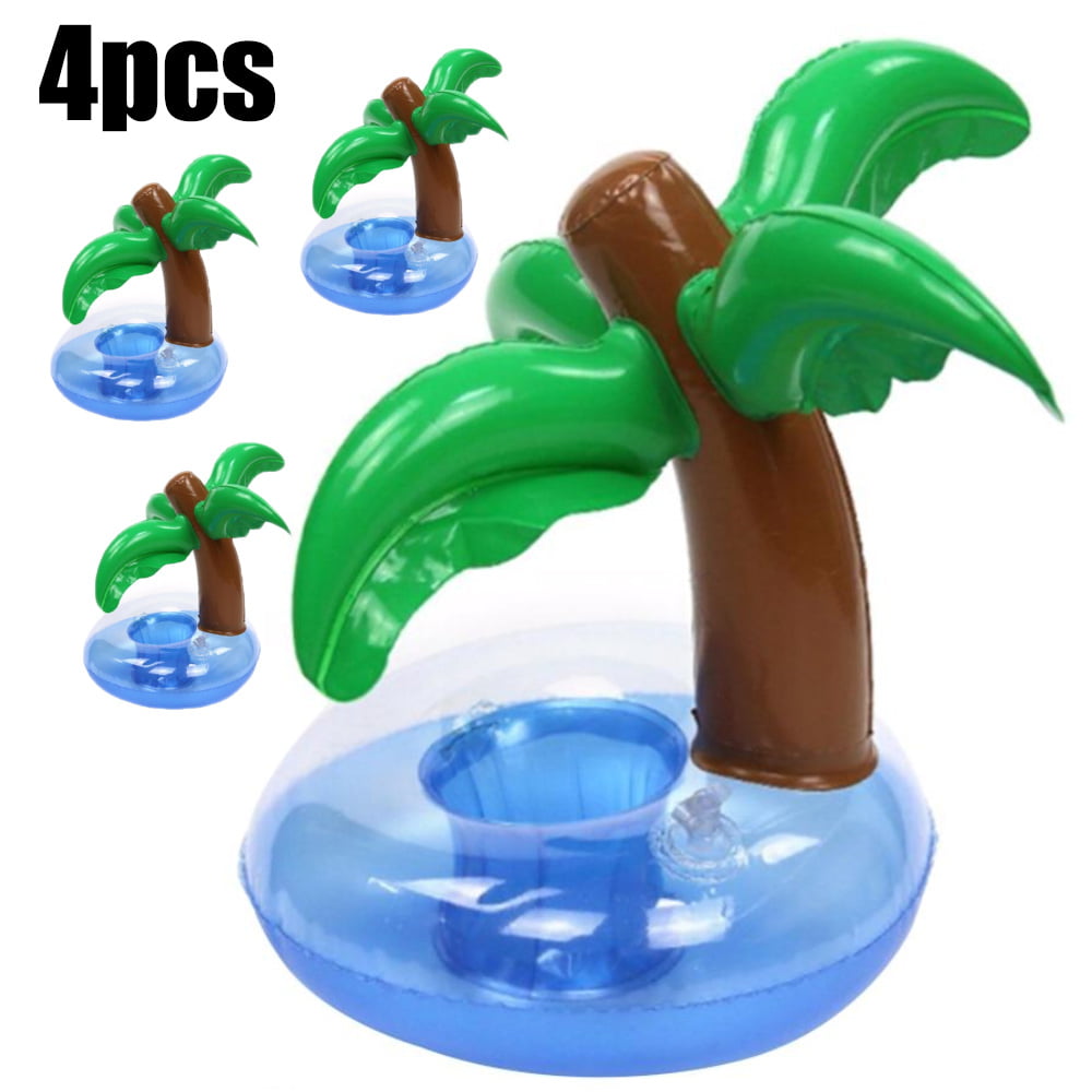 HOT Unique Floating Palm Island Inflatable Drink Can Holder Pool Bath Toys Party 