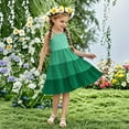 thumbnail image 3 of Efsteb Spaghetti Strap Dresses for Girls Fashion Sleeveless Dress Casual Ruffle Tiered Summer Beach Dresses (Green,7 Years), 3 of 7