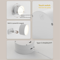 thumbnail image 4 of Rechargeable Magnetic LED Wall Light 360° Rotation Touch Remote Control Cabinet Spotlight for Home & Office White,1 x Wall lamp 1 x Remote control,White, 4 of 9
