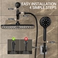 thumbnail image 5 of Ophanie 12 Inch Coverage High Pressure Rain Shower Head Combo - Wide Rainfall & 5 Modes Handheld Showerhead, Dual Anti-Clog Nozzles for Ultimate Shower Experience, Black, 5 of 6