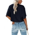 thumbnail image 2 of Dellytop Women Half Sleeve Drop Shoulder Solid Color Basic Crop Tops, 2 of 3