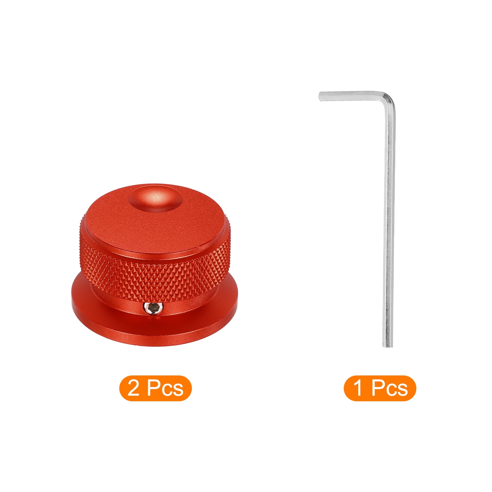 2 Pcs Aluminium Potentiometer Knobs, 1/4" (6mm) Universal Volume Tone Control Knobs with Oval Groove Indicator, 4/5" Red(34x20mm)