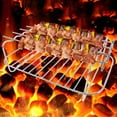 thumbnail image 4 of Stainless Steel Air Fryer Rack with Hanging Grill & Skewers - 20cm Vertical Double Layer Design for Chicken, Ribs, Vegetables - 304 High-Temp Resistant Accessory Akmoler | Metal, Colorful, 4 of 9