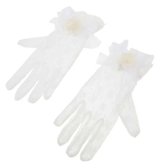 TABLZONE Women's Elegant White Lace Gloves with Finger Separation, Comfortable and , Perfect for Weddings and Tea Parties, 2 Pcs