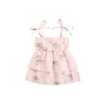 thumbnail image 1 of Xingqing 4 Couleurs d'Été Bébé Filles Mignonne Robe Fleurs Imprimées sur l'Épaule Sans Manches A-Ligne Mini Robe, 1 of 7