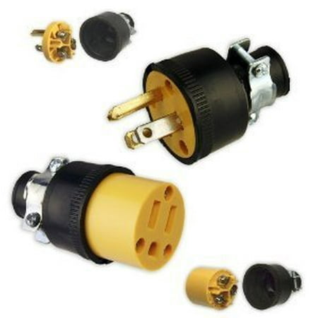 Set Male & Female Extension Cord Replacement Electrical End Plugs (Best Female Butt Plug)
