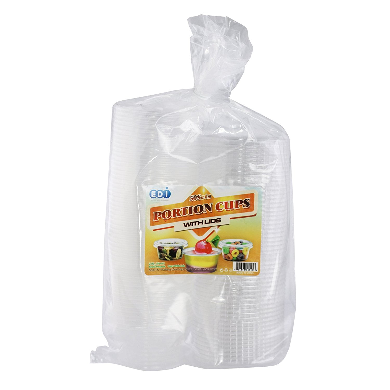 EDI Clear Plastic Disposable Portion Cups/Souffle Cup with Lids (50, 2