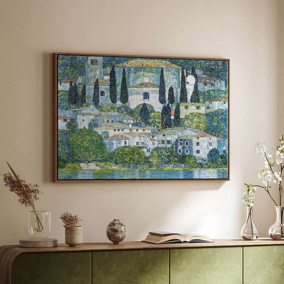 Vintage Landscape-CXIII By Wexford Home Framed in Walnut Wood Gallery Wrapped Canvas 25 in. x 37 in.