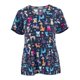 thumbnail image 2 of Camiseta médica con escote en V, transpirable, para trabajadores y peluqueros de mascotas, elegante, de manga corta. Perro azul marino, 2 of 9