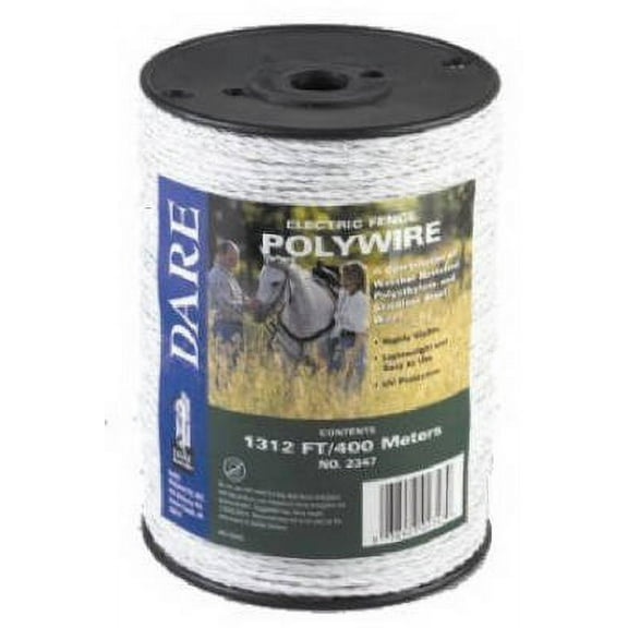 Electric Fence Wire, White Poly & 3-Wire Stainless Steel, 1,312-Ft. Spool