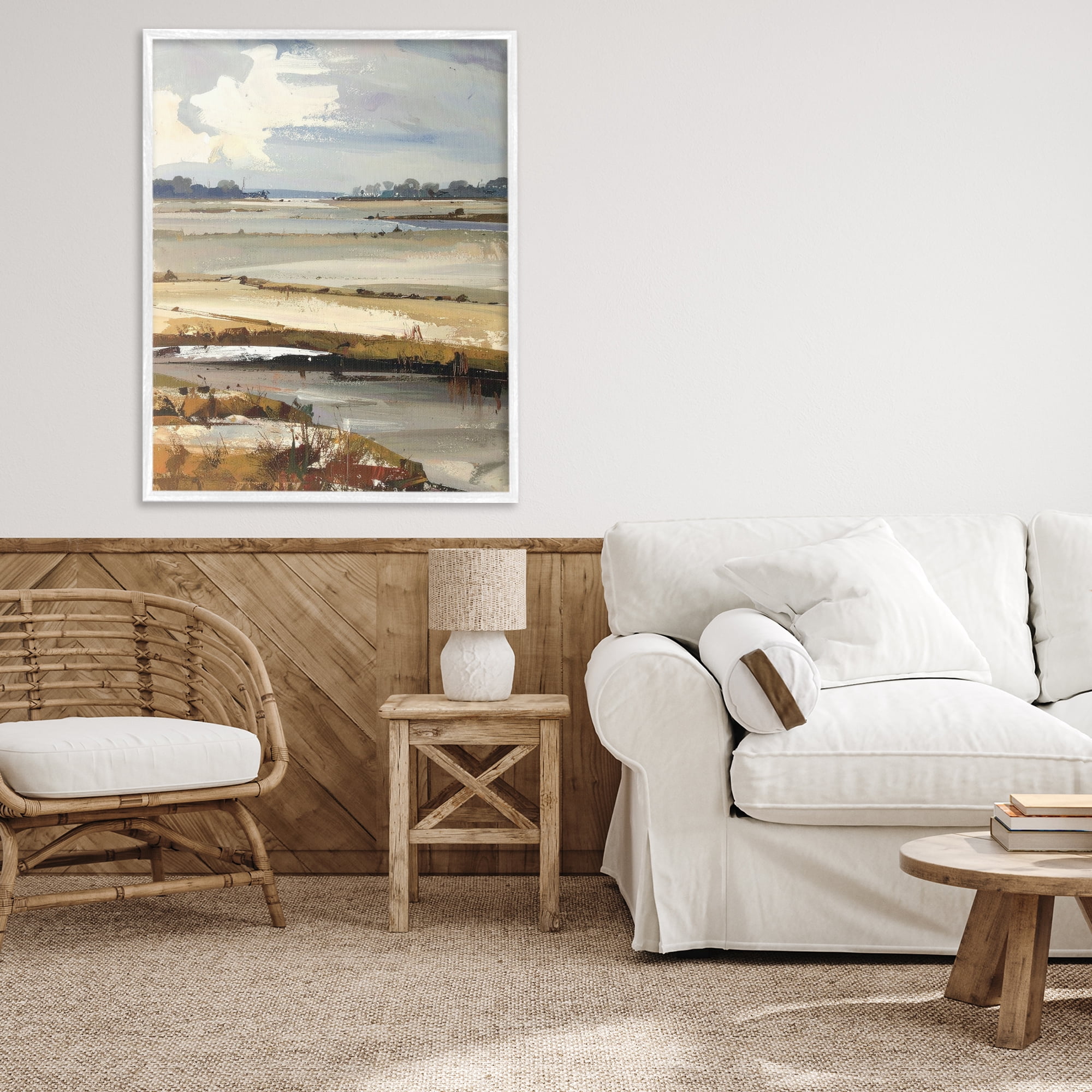 Stupell Industries Earthy Distant Horizon White Framed Giclee Art, design by Alonza Saunders