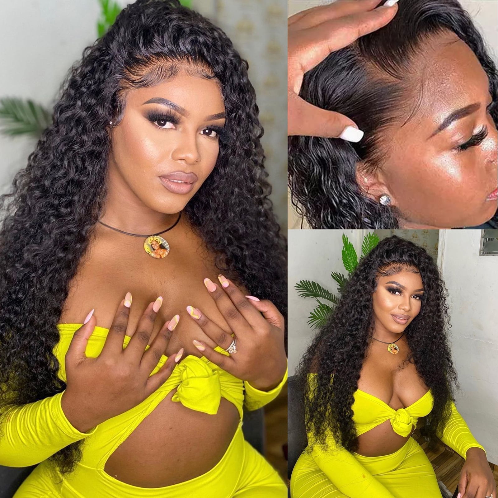 Siyun Show Lace Front Wigs Human Hair, Water Wave Lace Front Wig 13x4 HD Transparent Lace Frontal Human Hair Wig for Black Women Wet and Wavy Virgin Human Hair Pre Plucked with Baby Hair Natural Color