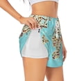 thumbnail image 3 of Lsque World Travel Line Icons Map Printed Women's Running Shorts with Liner Pockets,Elastic Quick Dry Workout Athletic Gym Yoga Shorts,Womens High Waist Shorts-XX-Large, 3 of 9