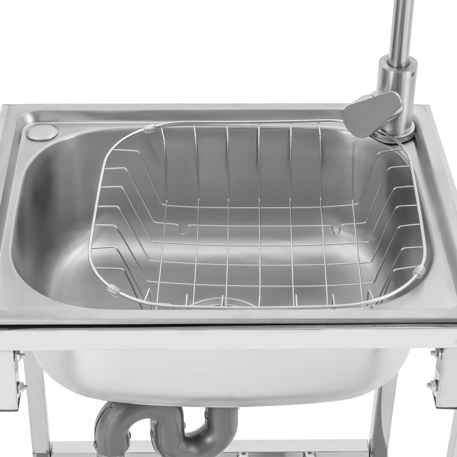 Stainless Steel Single Bowl Utility Sink Freestanding Basin Sink for Laundry Room Bathroom Kitchen