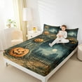 thumbnail image 4 of Feelyou Horror Pumpkin Bed Sheets for Kid, Happy Halloween King Sheets, Gothic Jungle Sheet Set, Breathable Home Decor, 4 Pieces, 4 of 7