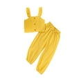 thumbnail image 1 of xiaxaixu Kids Baby Girl Set Sleeveless Ruffle Button Cropped Vest Tracksuits, 1 of 9