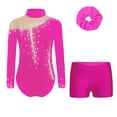 thumbnail image 3 of Hansber Children Girls 3Pcs Ballet Dance Unitards Gymnastics Leotards Skating Costume Tumbling Outfits B Hot Pink 8, 3 of 7