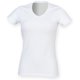 thumbnail image 2 of Skinni Fit- Camiseta de manga corta elástica, suave y concuello el forma de V para mujer (Blanco), 2 of 2