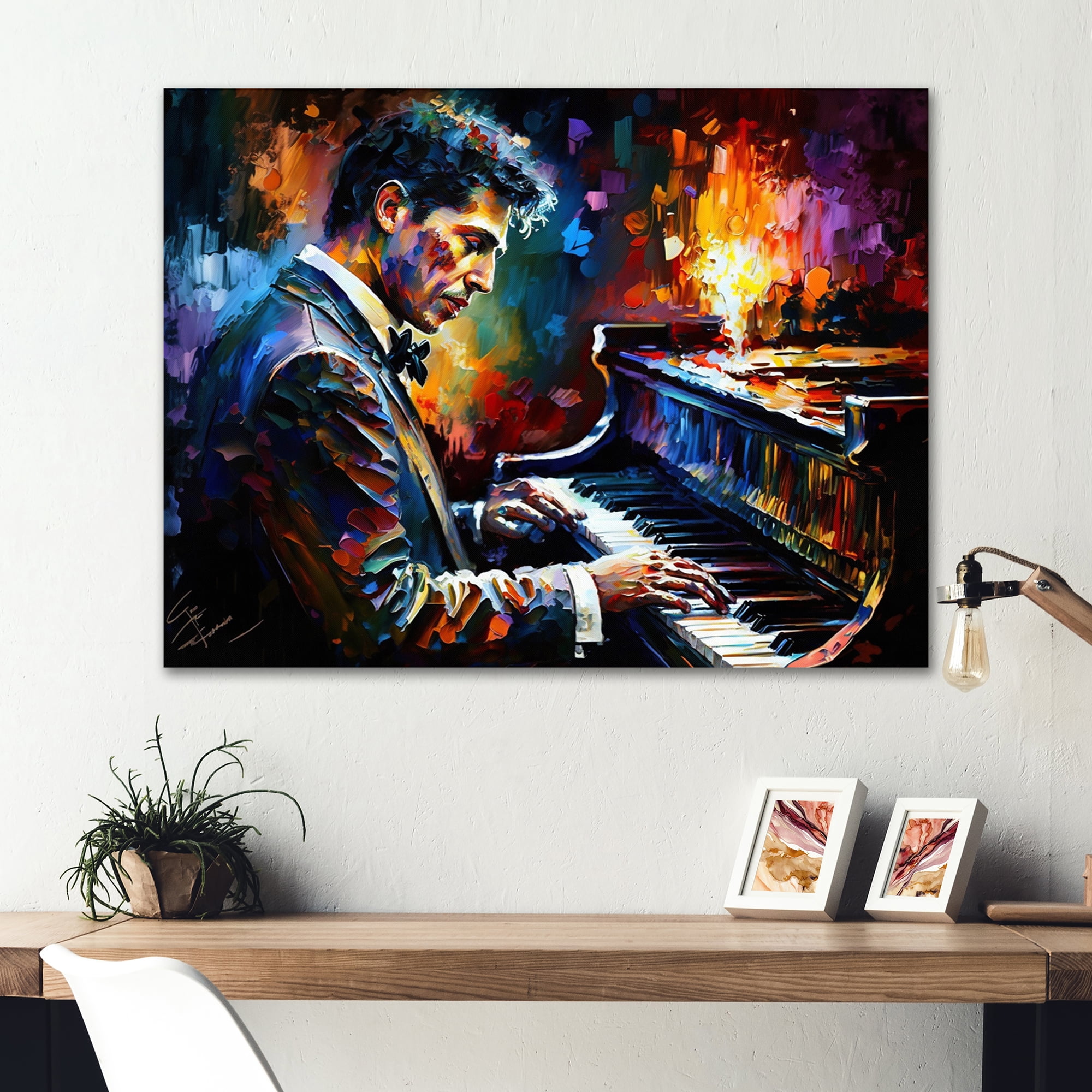 Designart Man Playing Piano III Canvas Wall Art