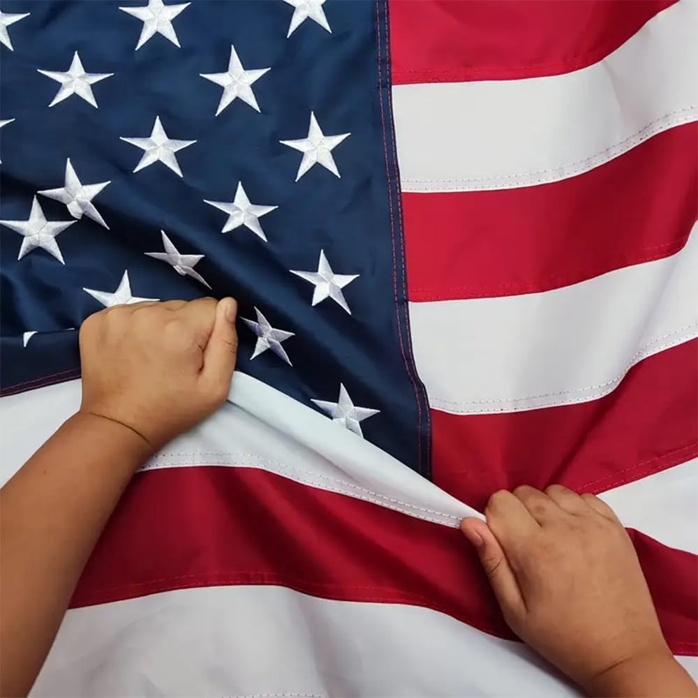 Lanola American Flag For Outside 3x5 Ft Pole Sleeve Banner Style-Embroidered Stars,Sewn Stripes,Water Resistant,Heavy Duty Durable New Nylon USA US Outdoor Indoor Flags (Pole NOT Included)
