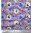 thumbnail image 1 of Soimoi polyester Crepe Fabric Leaves & Anemone Floral Print Sewing Fabric Yard 42 Inch Wide, 1 of 5