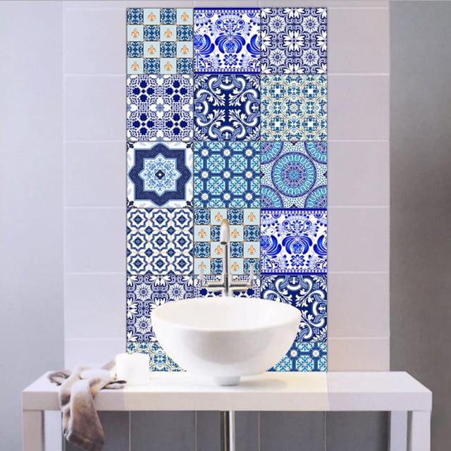 10 Sticker Tiles 20x20 Cm Tile Sticker Tile Film Mosaic Tiles Tile Sticker Film Sticker Self-Adhesive Tile Pictures For Bathroom Kitchen Decoration (Random Color)