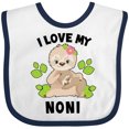 thumbnail image 3 of Inktastic Cute Sloth I Love My Noni with Green Leaves Boys or Girls Baby Bib, 3 of 4