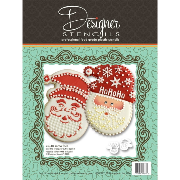 Santa Head Cookie Stencil Set (no cutter) by Designer Stencils
