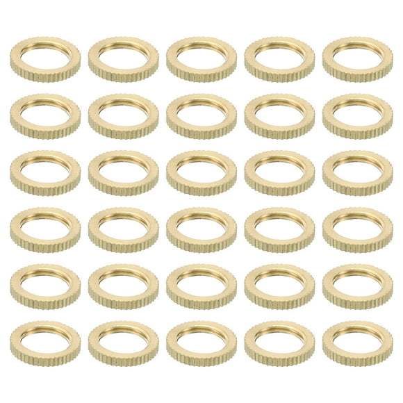 Unique Bargains M10x1 Brass Knurled Locknut 30 Pack Round Flat Wheel Ring Lock Nut Smooth Surface Decoration