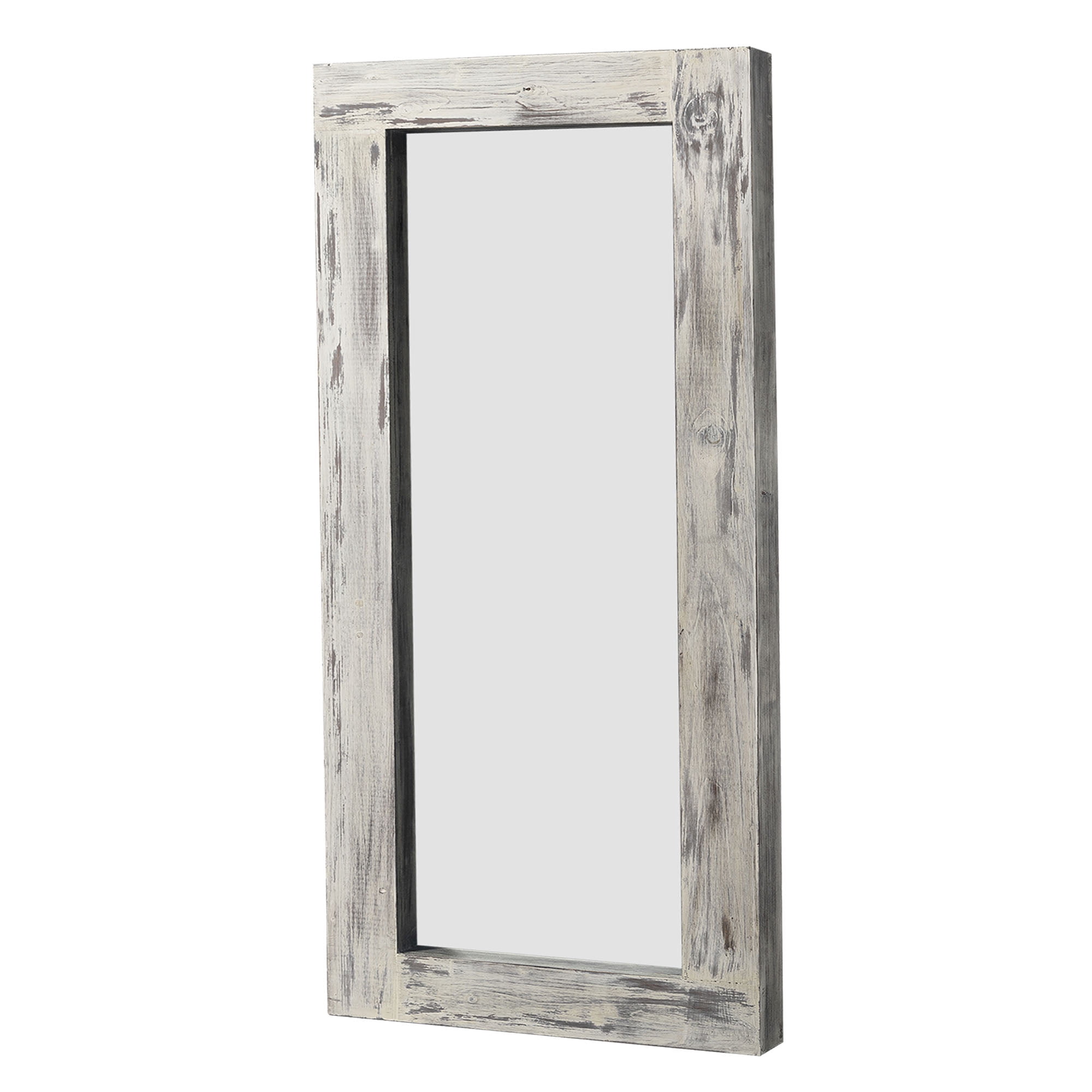 71"x32" Modern Rectangle Wood Full Length Mirror Floor Mirror without Bracket,Weathered White
