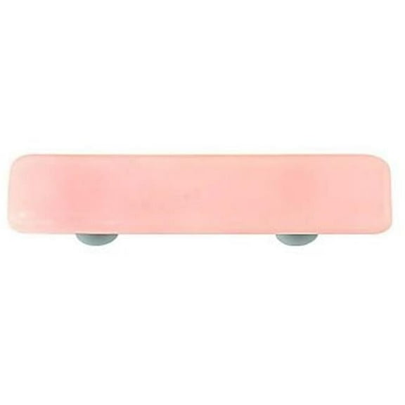 Hot Knobs HK1000-PA Petal Pink Rectangle Glass Cabinet Pull - Aluminum Post